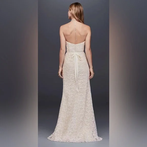 GALINA Strapless Lace Sheath Bridal Gown – Size 10 NWT